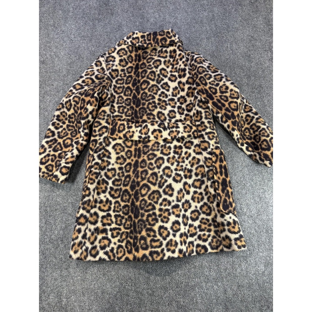 Vtg Toppers Faux Fur Coat Womens M Leopard Cheetah Print Rockabilly Overcoat 60s - Picture 5 of 11